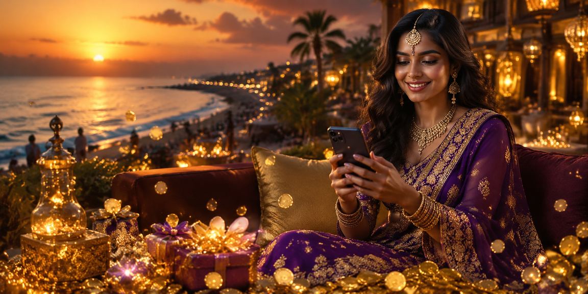 Player enjoying Teen Patti game on mobile beachside in Goa
